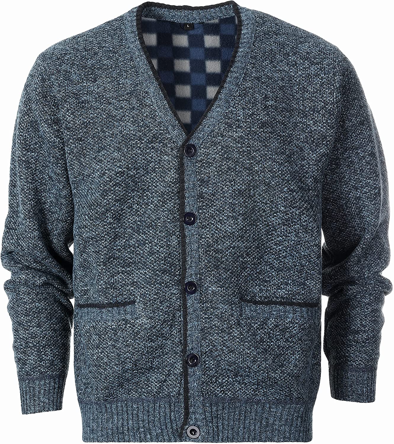 Gioberti Mens Knitted Regular Fit Full Zip Cardigan Sweater with Soft Brushed Flannel Lining