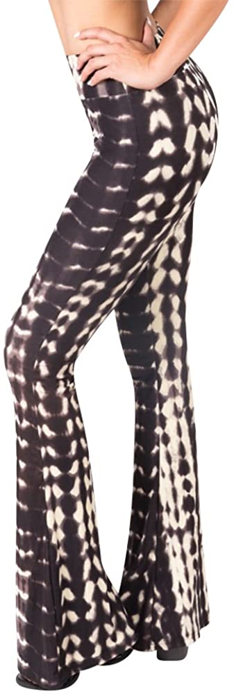 09 Cheetah Large SATINA High Waisted Flare Palazzo Wide Leg Pants Printed & Solid Reg & Plus