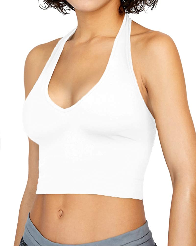 CLOZOZ Crop Tops for Women Halter Tops Going Out Tops V Neck Cropped Tank  Tops for Women Sleeveless Backless Trendy Tops