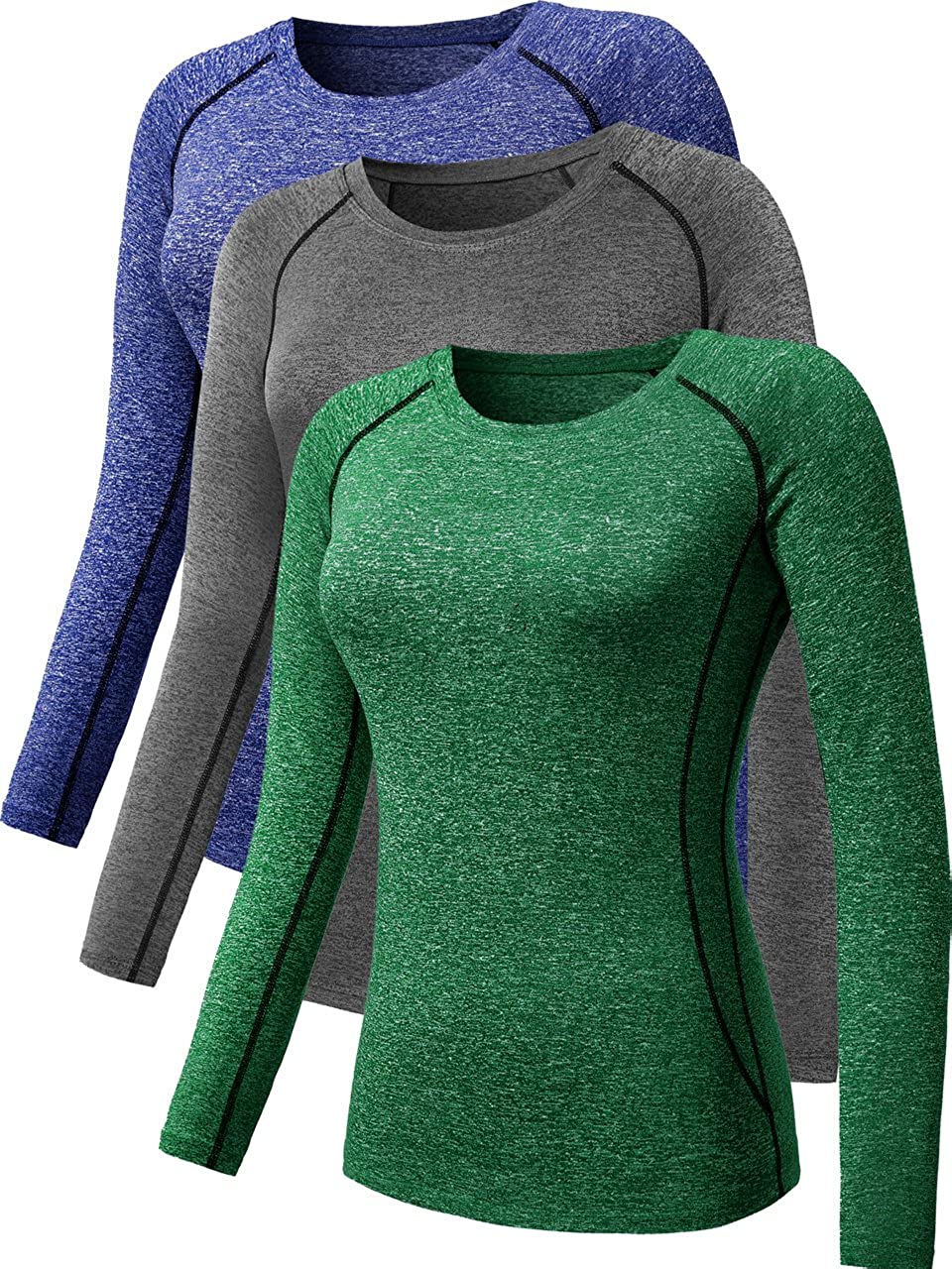 NELEUS Women's 3 Pack Compression Shirts Long Sleeve Yoga Athletic