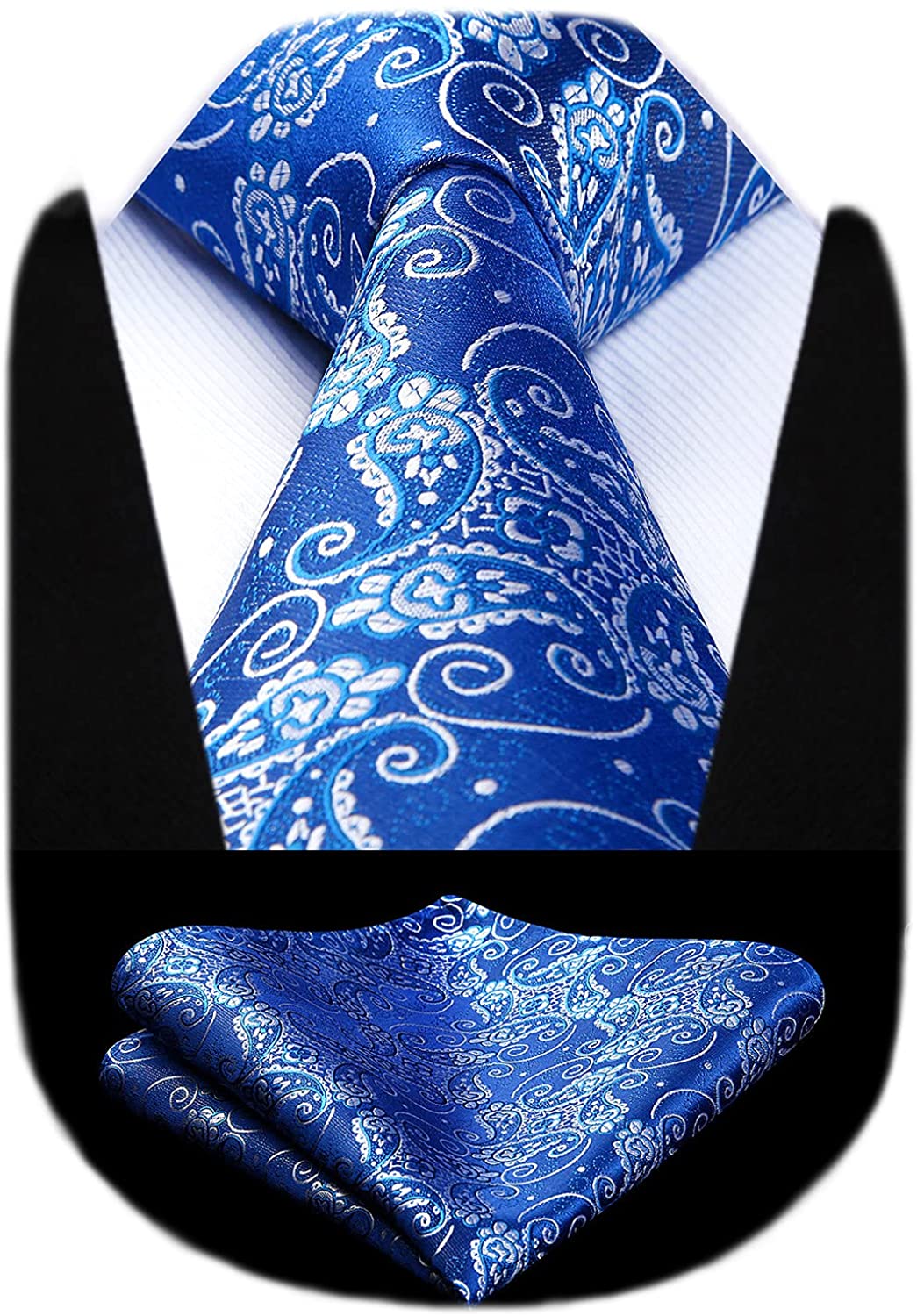 HISDERN Paisley Tie Handkerchief Woven Classic Men's Necktie & Pocket Square Set 