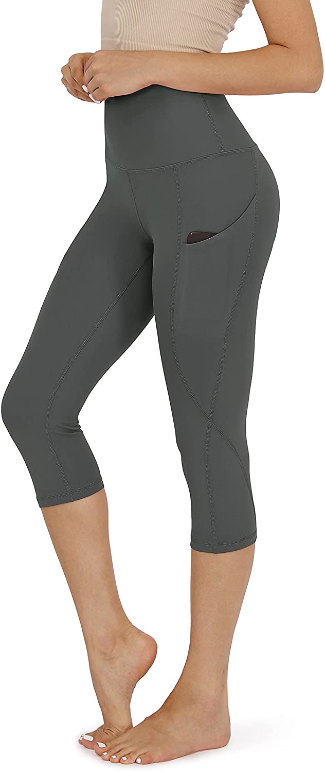 ODODOS Women's High-Waist Yoga Capris with Pockets, Tummy Control and 4-Way  Stretch for Workout Running