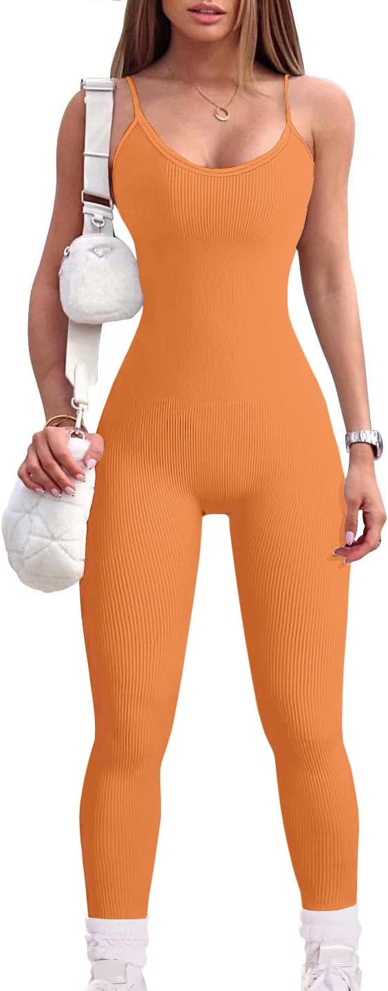 Yoga Ribbed Bodycon Jumpsuit for Women
