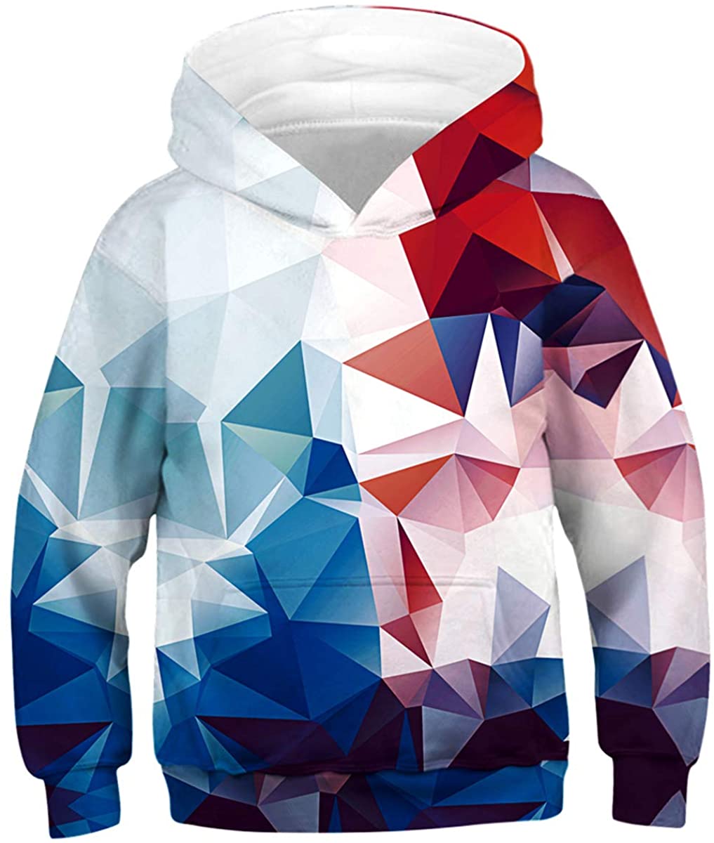 AIDEAONE Kids Boys Girls 3D Print Fleece Pullover Hoodies Sweatshirt with Kangaroo Pocket 