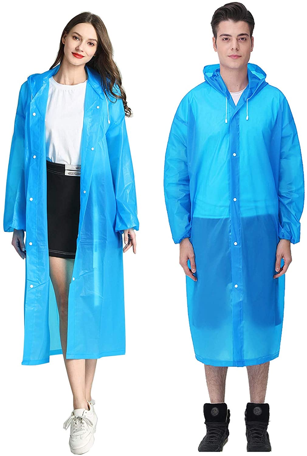 HLKZONE Raincoat, [2 Pack] Portable EVA Rain Coats Reusable Rain Poncho ...