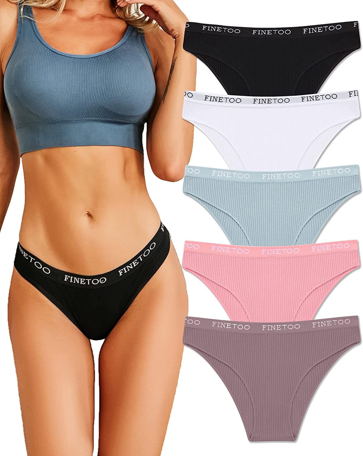 FINETOO Cotton Underwear for Women Cheeky High Cut Breathable Sexy