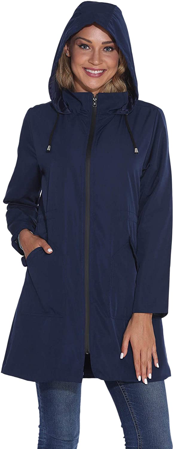 Details about   GUANYY Rain Jacket Women Waterproof Hooded Raincoat Active Outdoor Windbreaker T