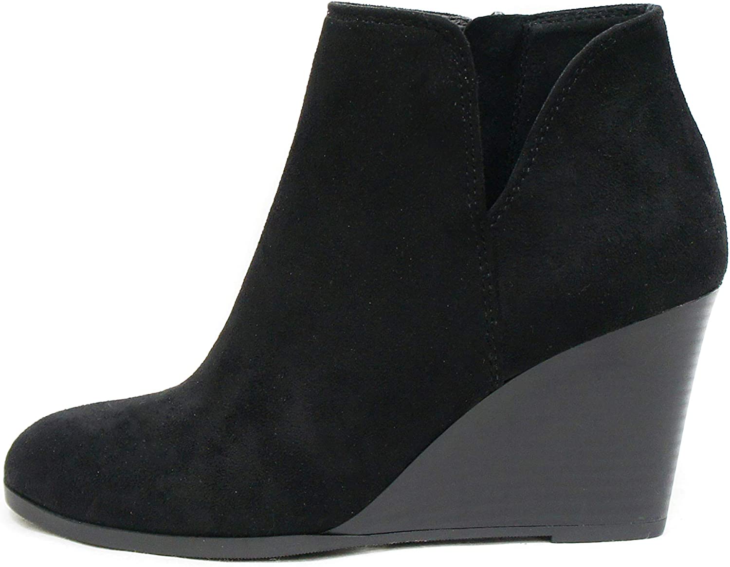 stacked wedge bootie