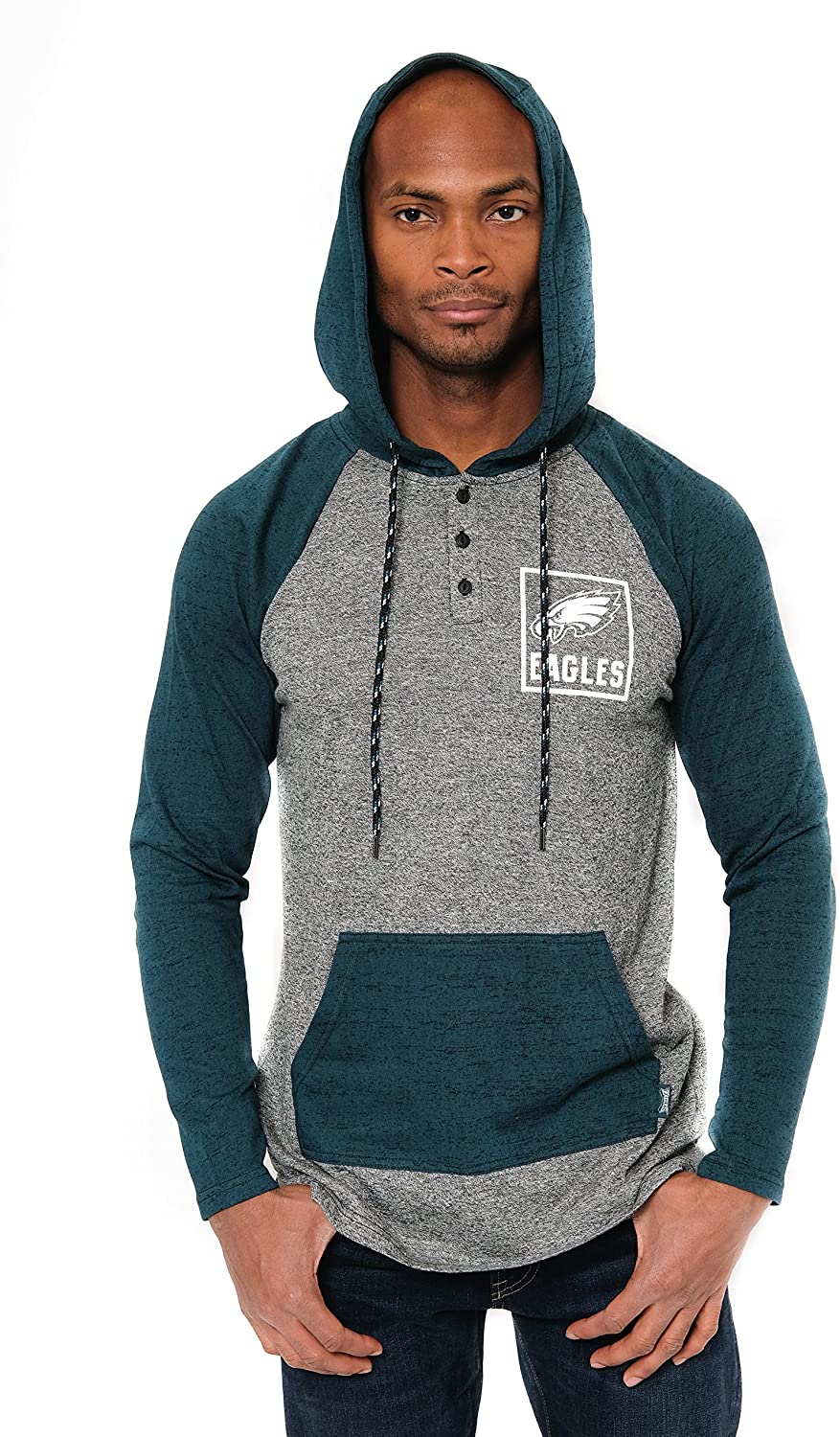 Ultra Game NFL Mens Fleece Hoodie Pullover Sweatshirt Henley