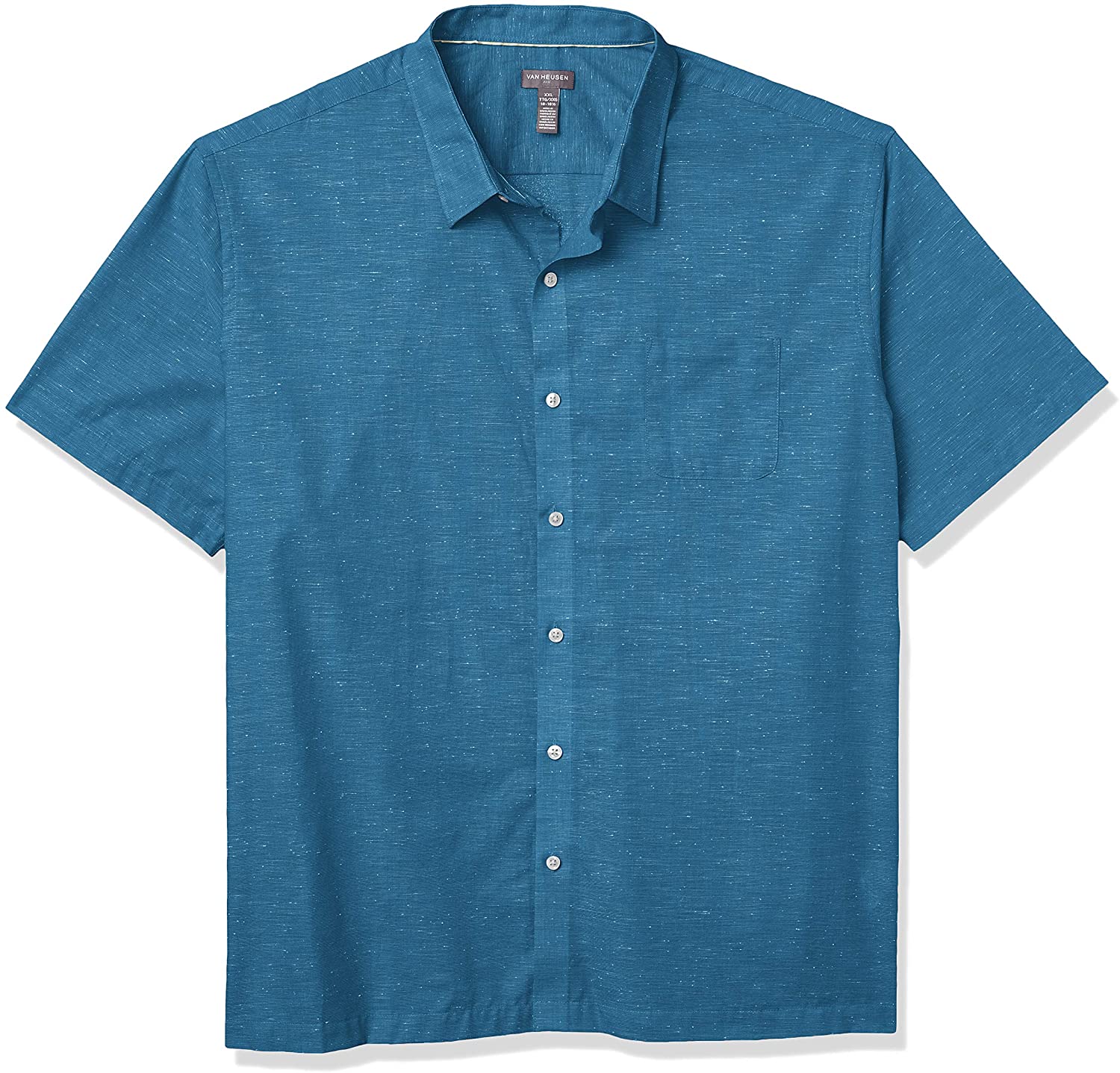 Van Heusen Mens Slim Fit Air Short Sleeve Button Down Poly Rayon Print Shirt 