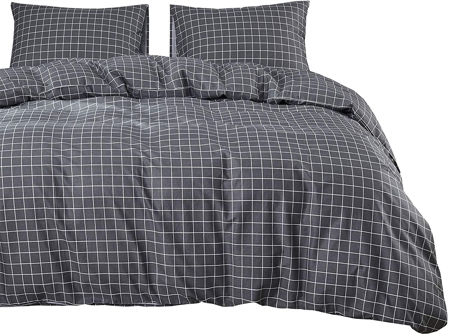 grey grid duvet cover