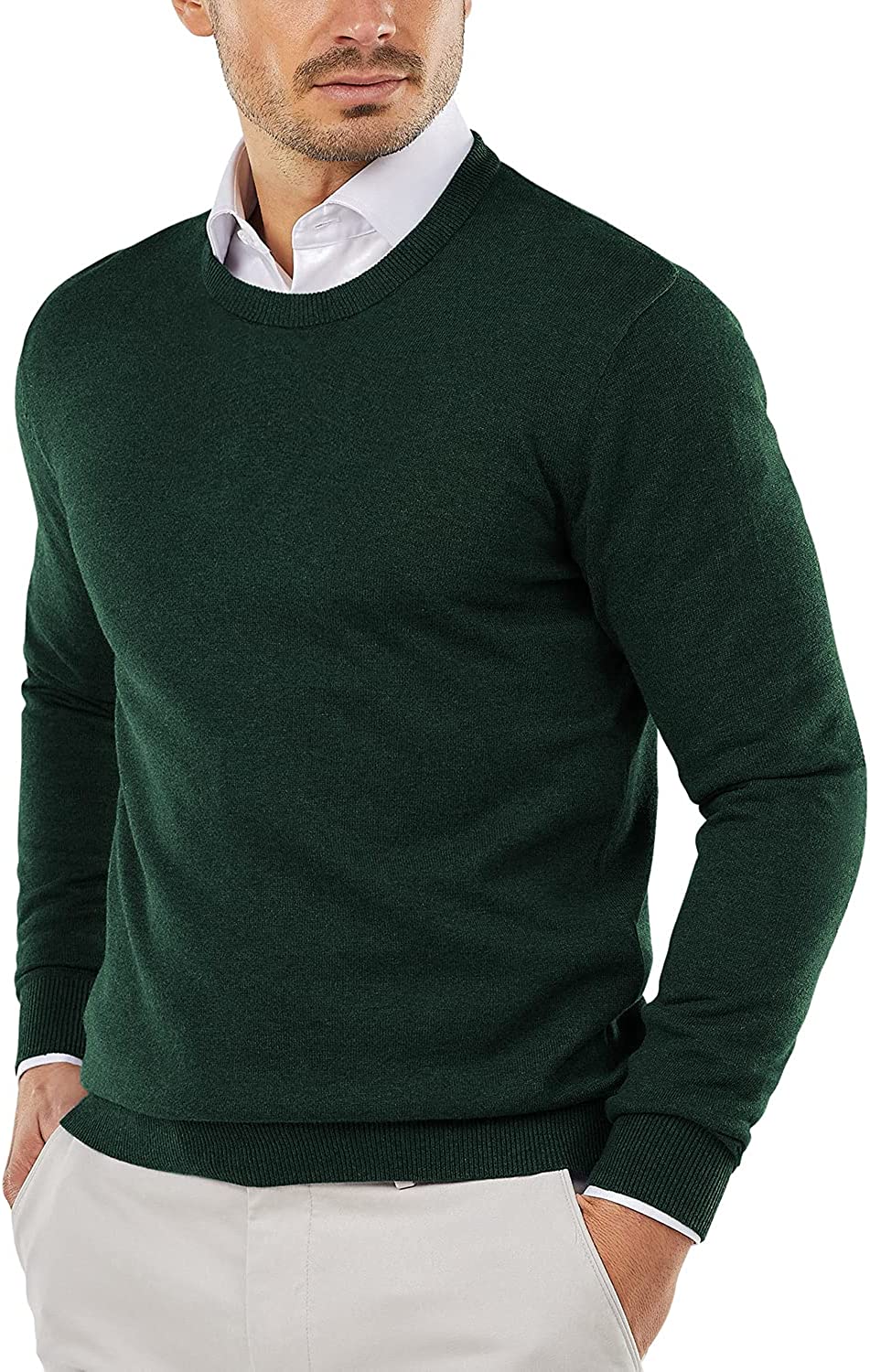 COOFANDY Men's Crew Neck Sweater Slim Fit Lightweight Sweatshirts Knitted  Pullover for Casual Or Dressy Wear