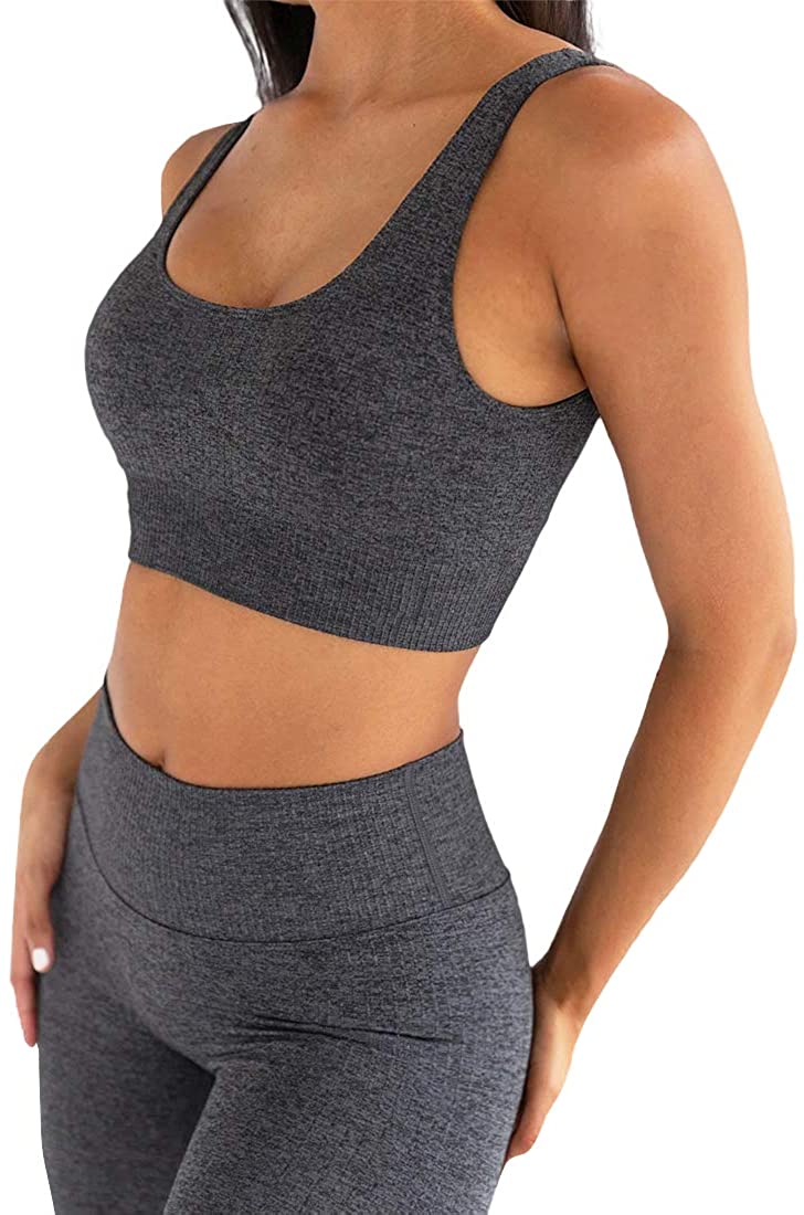 Jetjoy Exercise Outfits For Women 2 Pieces Ribbed Seamless Yoga Outfits Sports Ebay