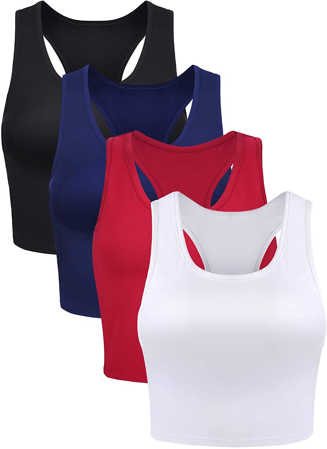 4 Pieces Women Basic Crop Tank Top Short Sleeveless Sports Crop Top :  : Clothing, Shoes & Accessories
