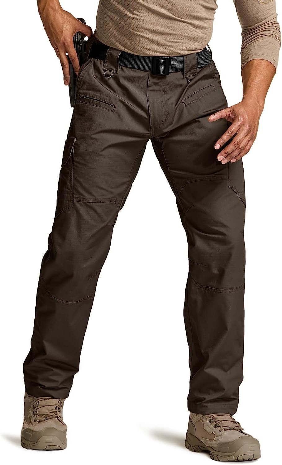 CQR Men's Tactical Pants, Water Resistant Ripstop Cargo Pants, Lightweight  EDC H