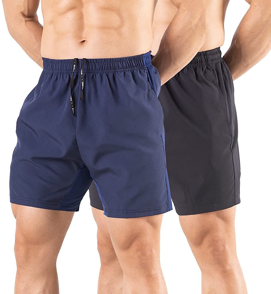 Gaglg Men's 5 Running Shorts 2 Pack Quick Dry Athletic Workout Gym Shorts  with