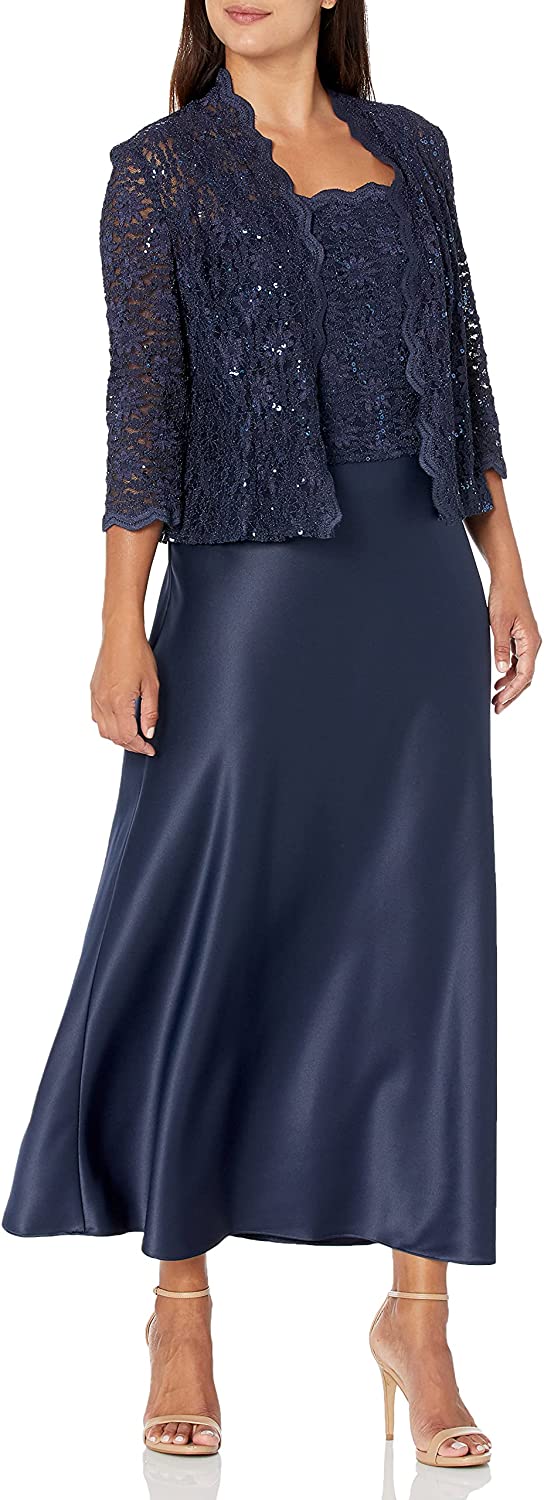 Alex Evenings Women's Two Piece Dress with Lace Jacket (Petite and Regular  Sizes