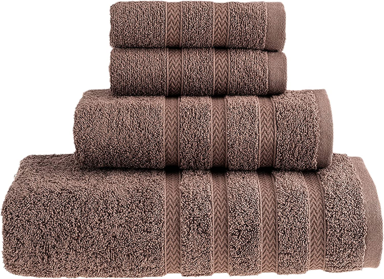 HALLEY Decorative Bath Towels Set, 6 Piece - Turkish Towel Set with Floral  Pattern, Highly Absorbent & Fade Resistant Fabric, 100% Cotton - Brown 