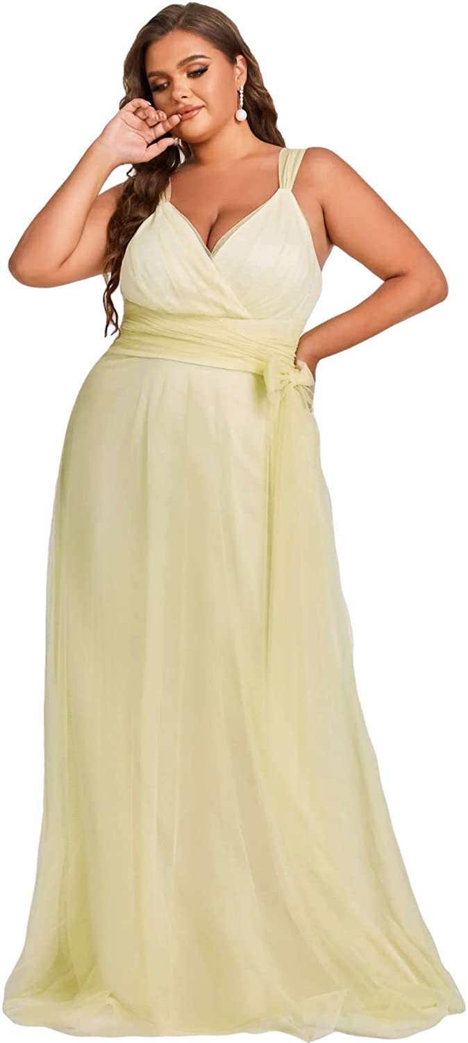 Ever-Pretty Women's Plus Size V-Neck Wrap Empire Waist Tulle Bridesmaid  Dress 73 | eBay