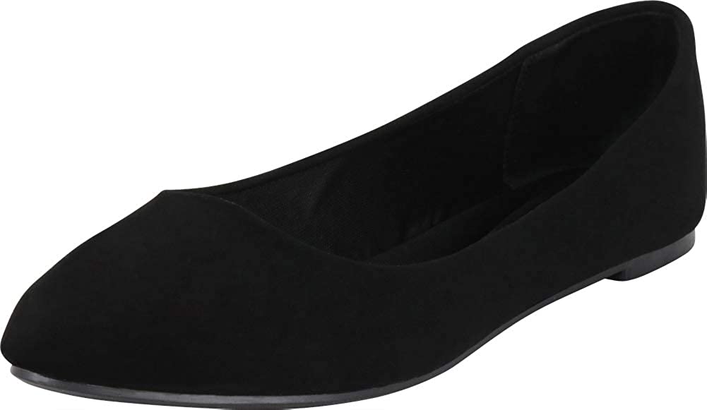 Cambridge Select Womens Slip-On Pointed Toe Side Cutout Ballet Flat