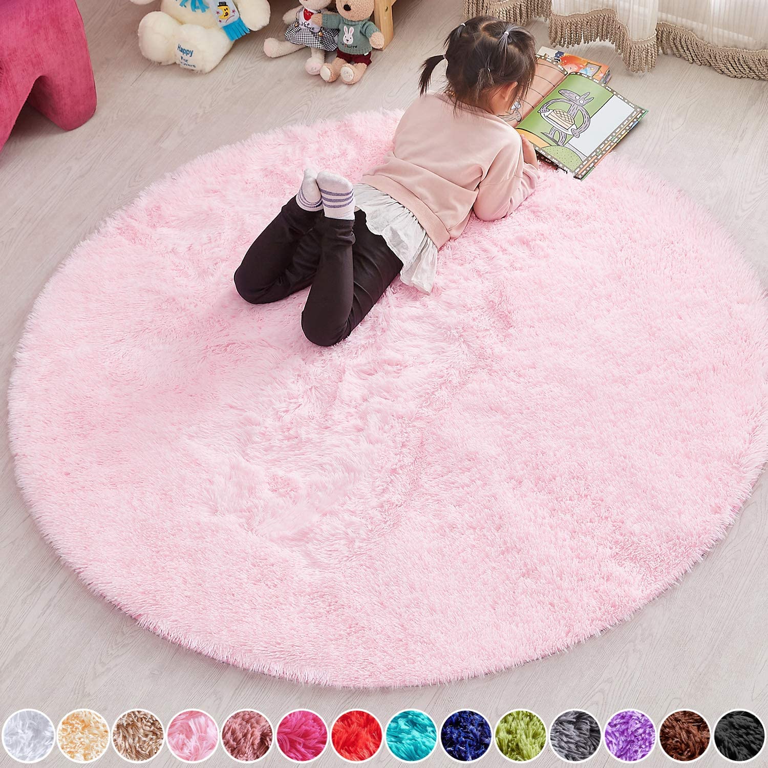 PAGISOFE Super Soft Circle Rugs for Girls Princess Castle Toddlers Play Tent 41” 