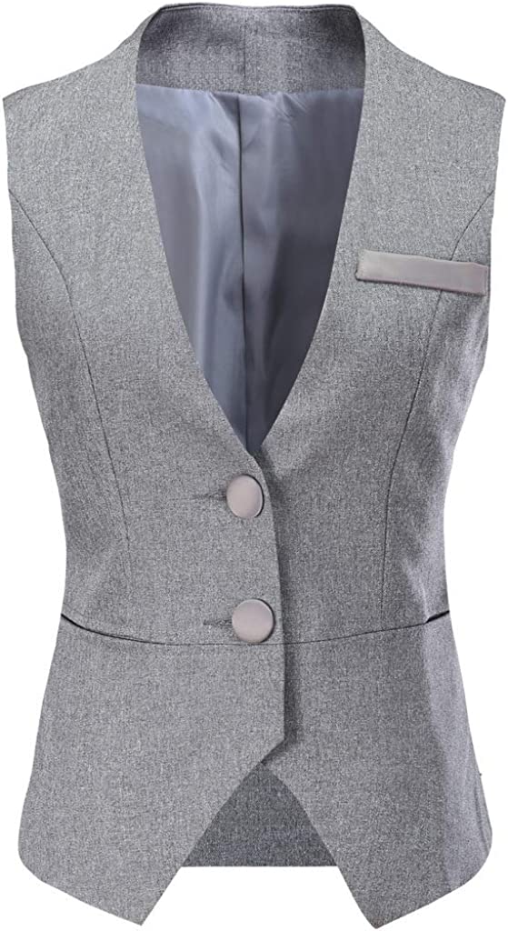 Vocni Women V-Neck Lined Slim Fit Waistcoat Dreesy Suit Vest Style