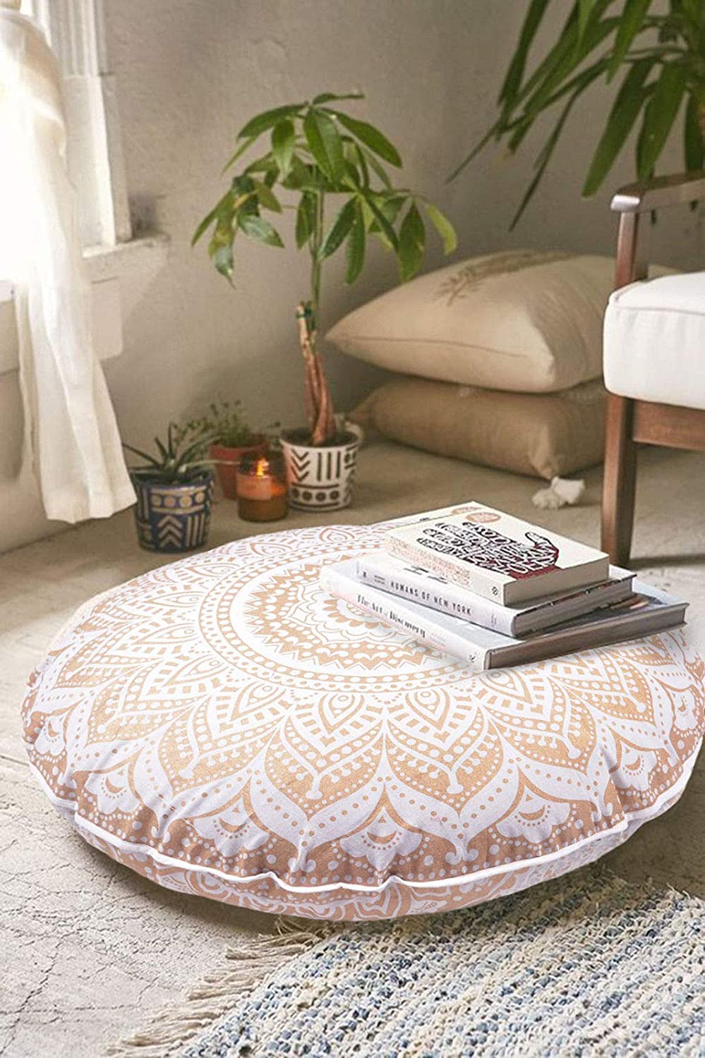 GDONLINE Indian Mandala Cotton Meditation Pillow Cover Bohemian Yoga Mat Floor C 