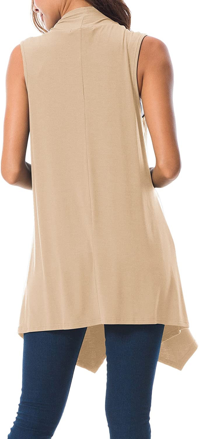 Women's Sleeveless Draped Open Front Cardigan Vest Asymmetric Hem | eBay