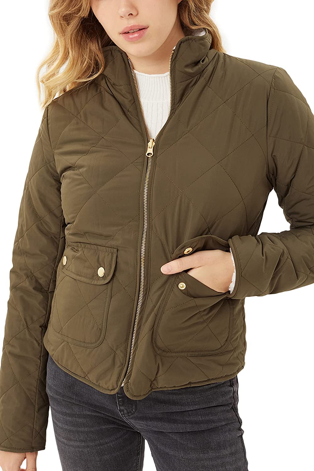 Reversible Sherpa Fleece Zip Up Jacket with Pockets FASHION BOOMY Womens Quilted Padding Vest