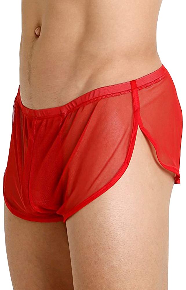 Men Extreme Mesh Shorts with Large Split Sides Underwear Boxers Briefs 