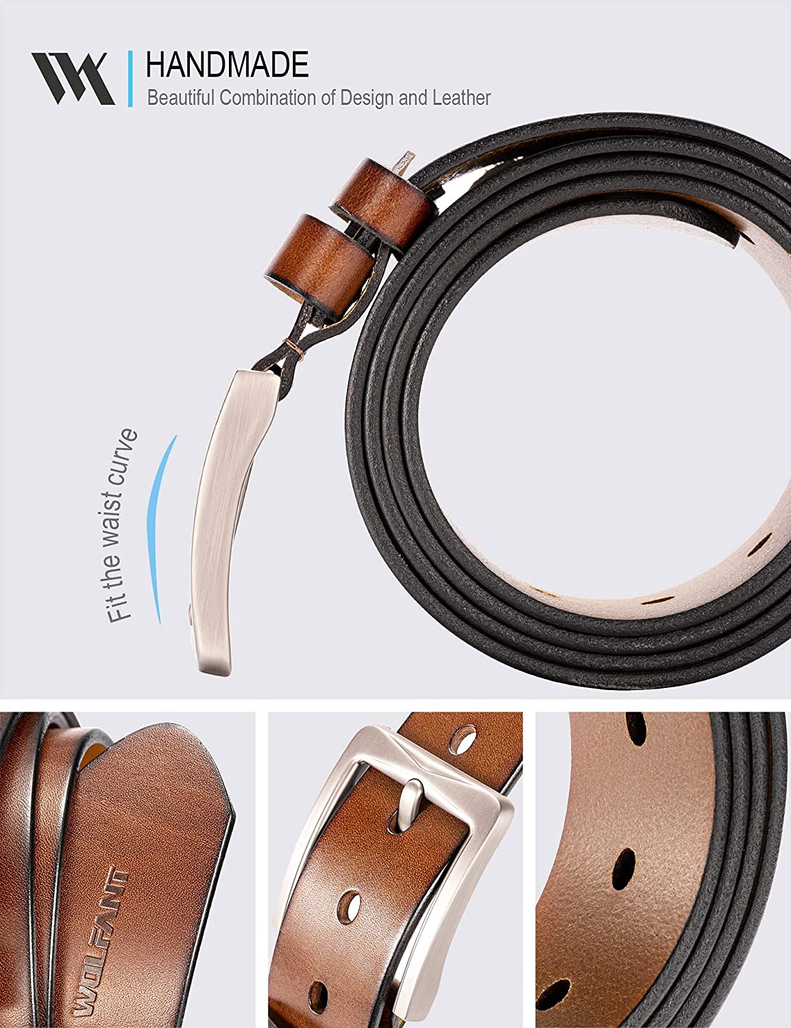 WOLFANT Reversible Leather Belt,100% Italian Full Grain Real Solid Leather  Dress Casual Belt at  Men's Clothing store