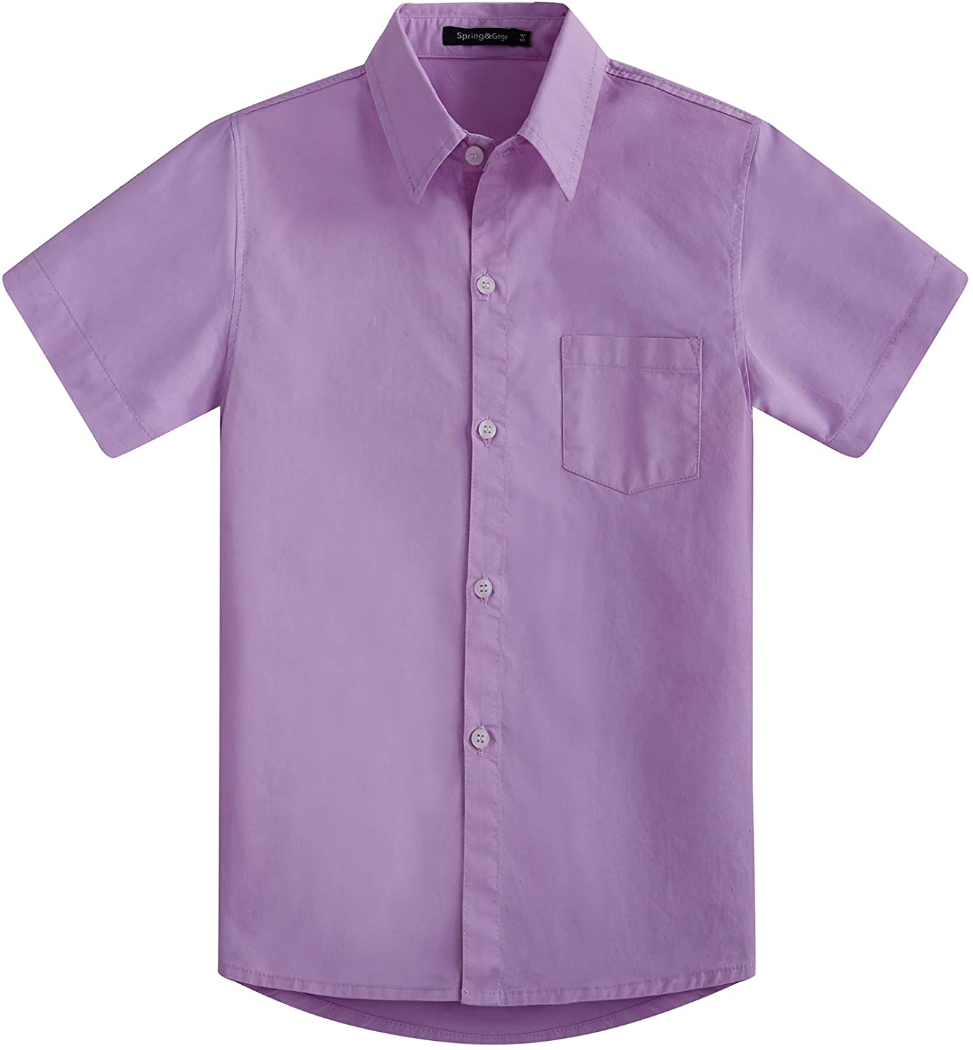 Spring&Gege Boys' Short Sleeve Dress Shirts Formal Uniform Woven Solid ...