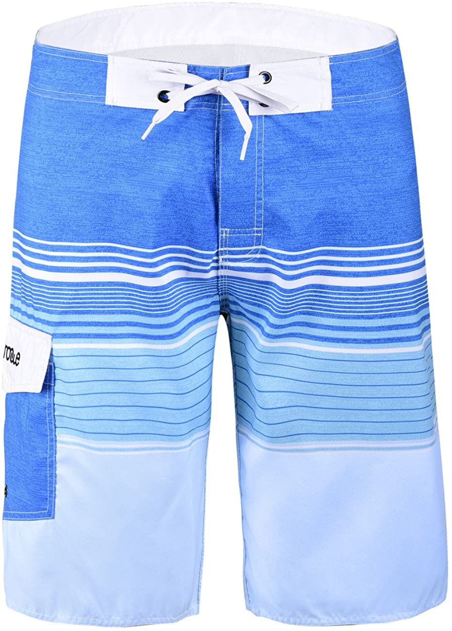 Nonwe Men's Quick Dry Wave Pattern with Mesh Lining Board Shorts 