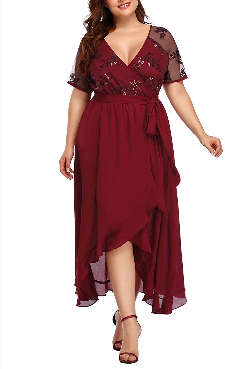 plus size high low chiffon dress