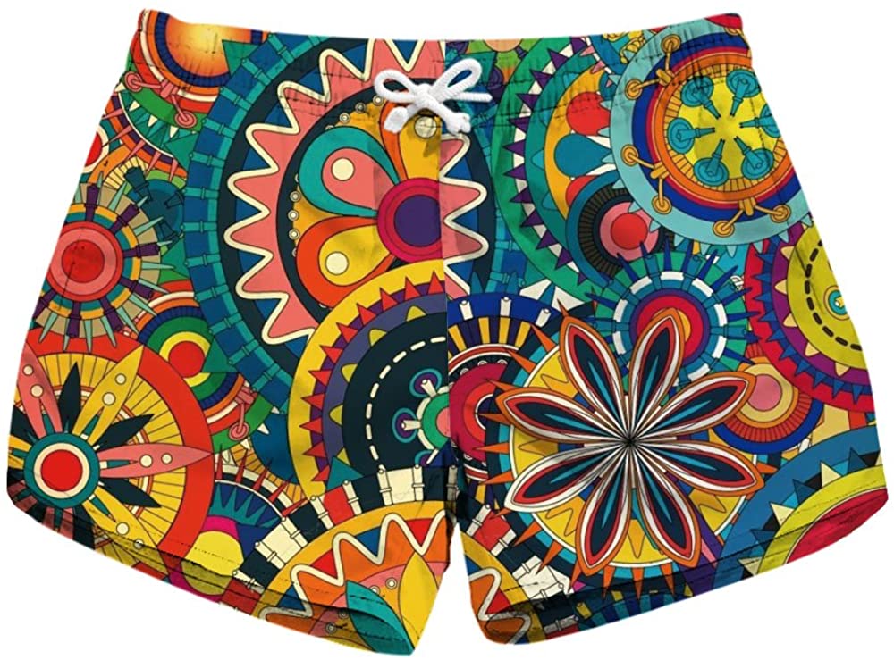 Honeystore Women's Casual Swim Trunks Quick Dry Print Boardshort Beach Shorts 