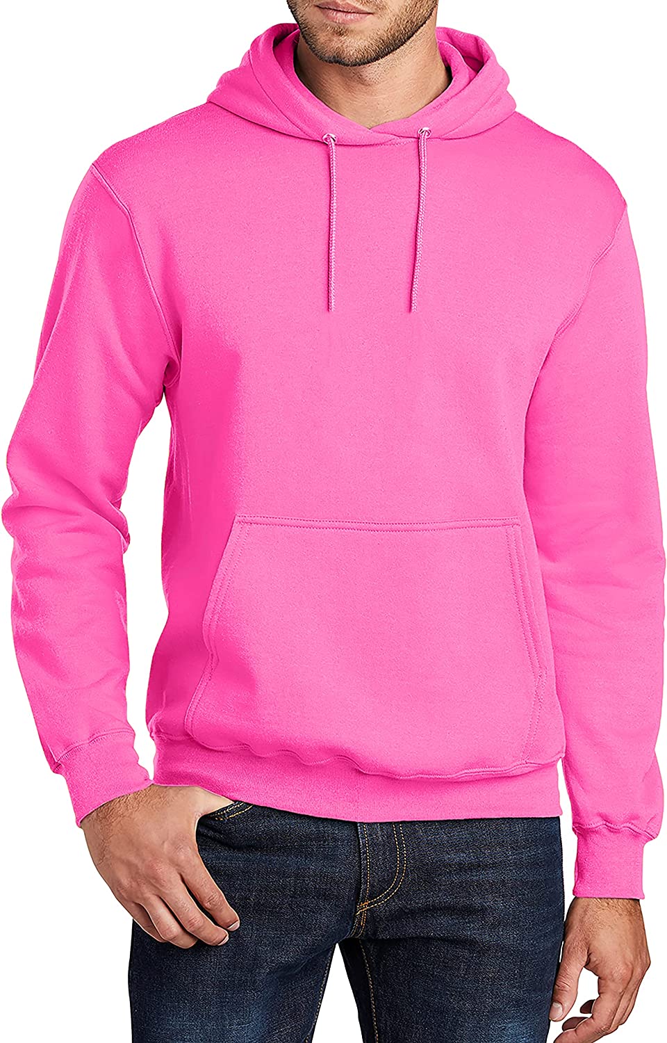 URBAN BUCK Mens Neon Pullover Hooded Sweatshirt Casual Long Sleeves Regular  Fit