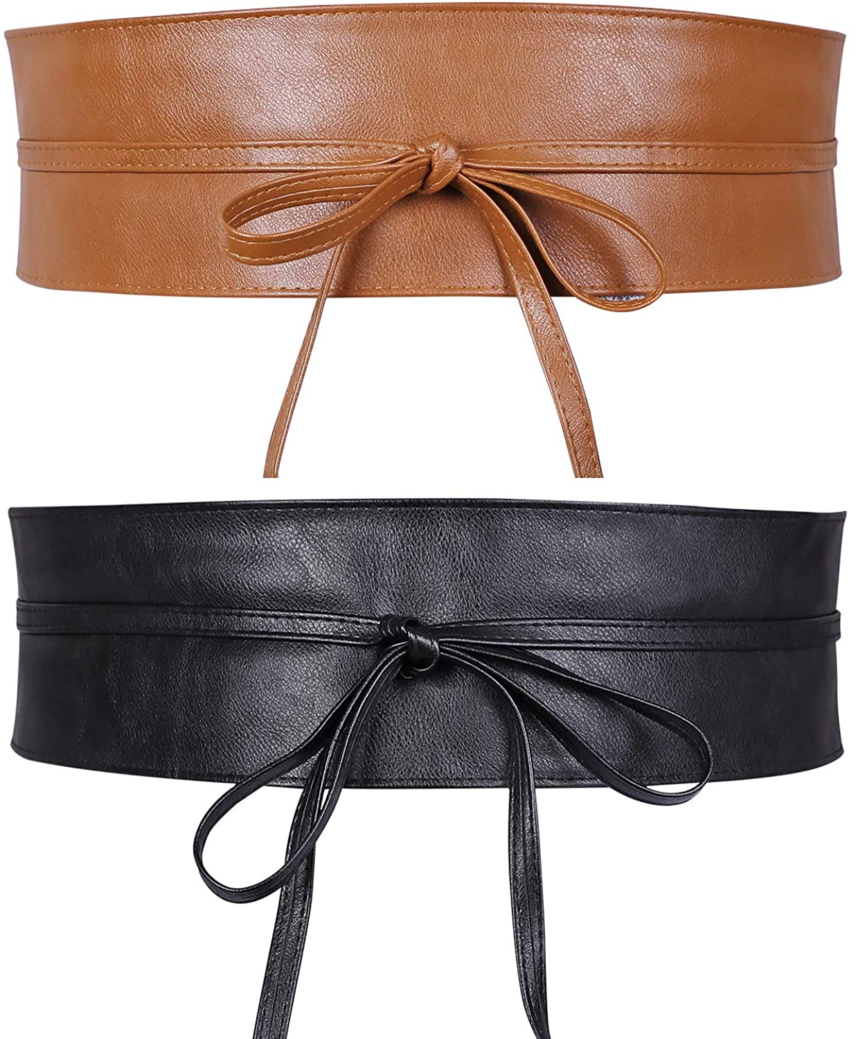 Women Obi Style Waist Belt Soft Faux Leather Wide Wrap Around Bowknot  Ladies Wai | eBay