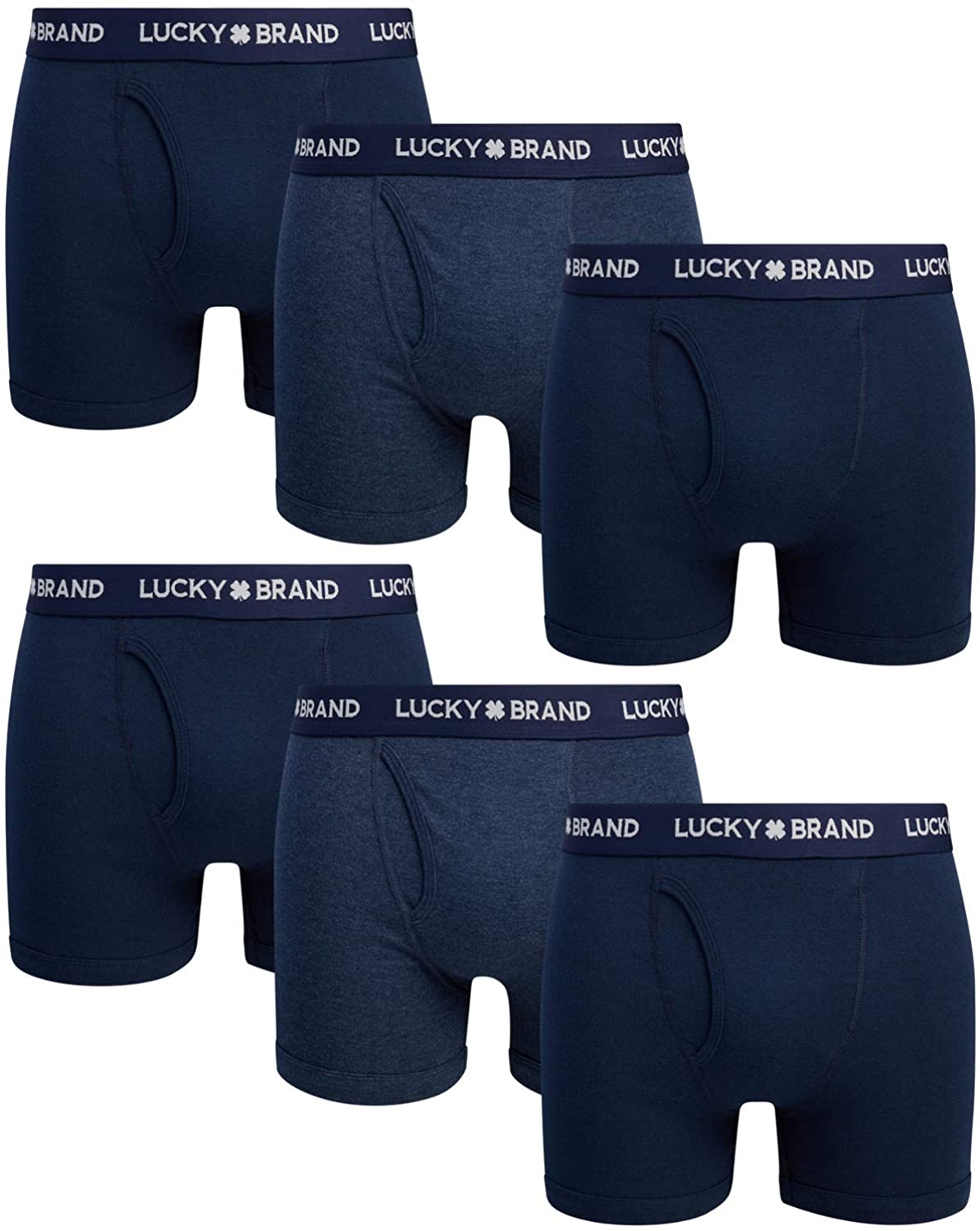 Lucky Brand Men's Underwear - 100% Cotton Knit Boxers (6 Pack), Size Small,  Ash/Imperial Blue/Print : : Fashion