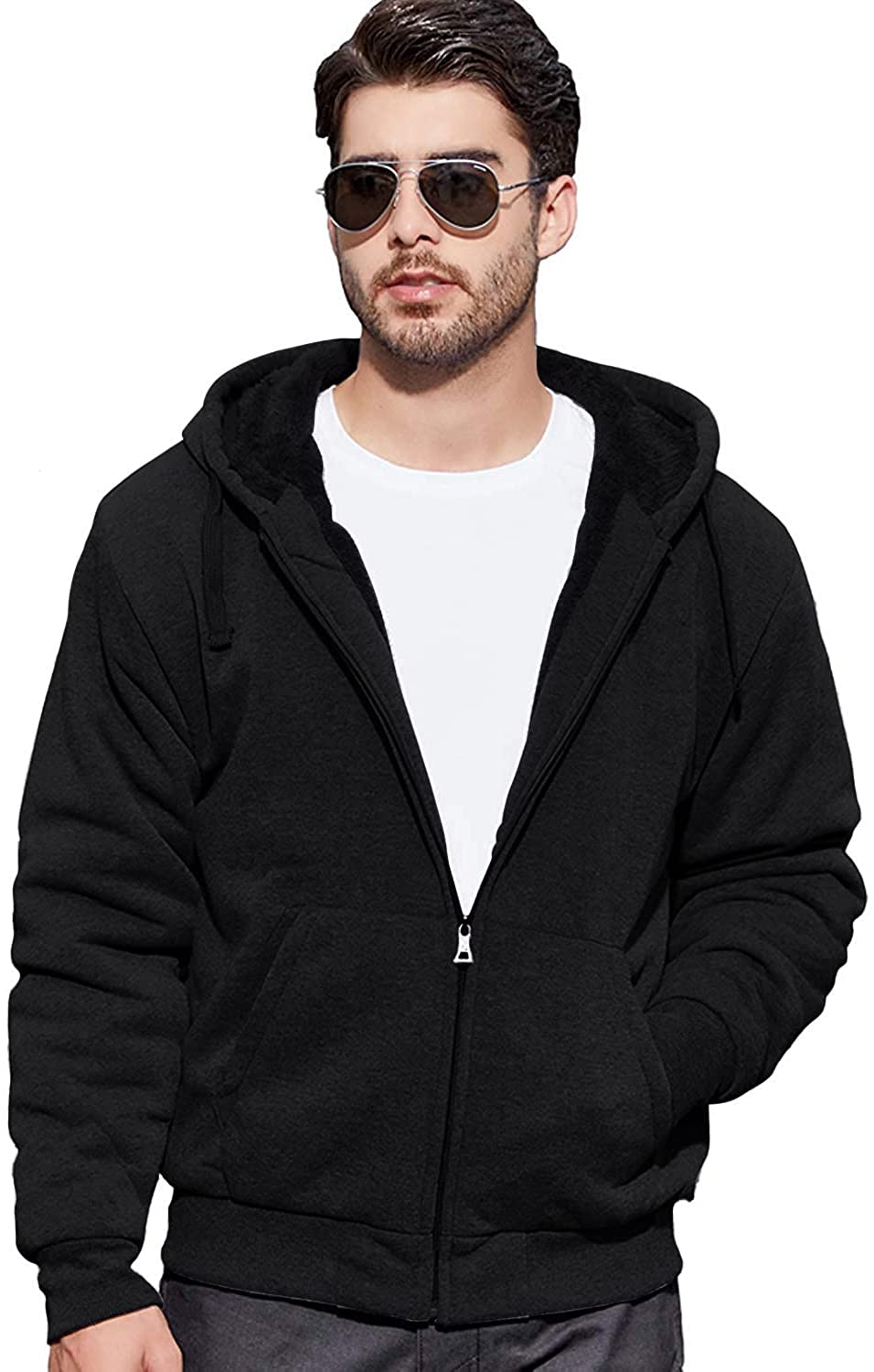 Details about   GEEK LIGHTING Hoodies for Men Heavyweight Fleece Sweatshirt - Full Zip Up Thick  