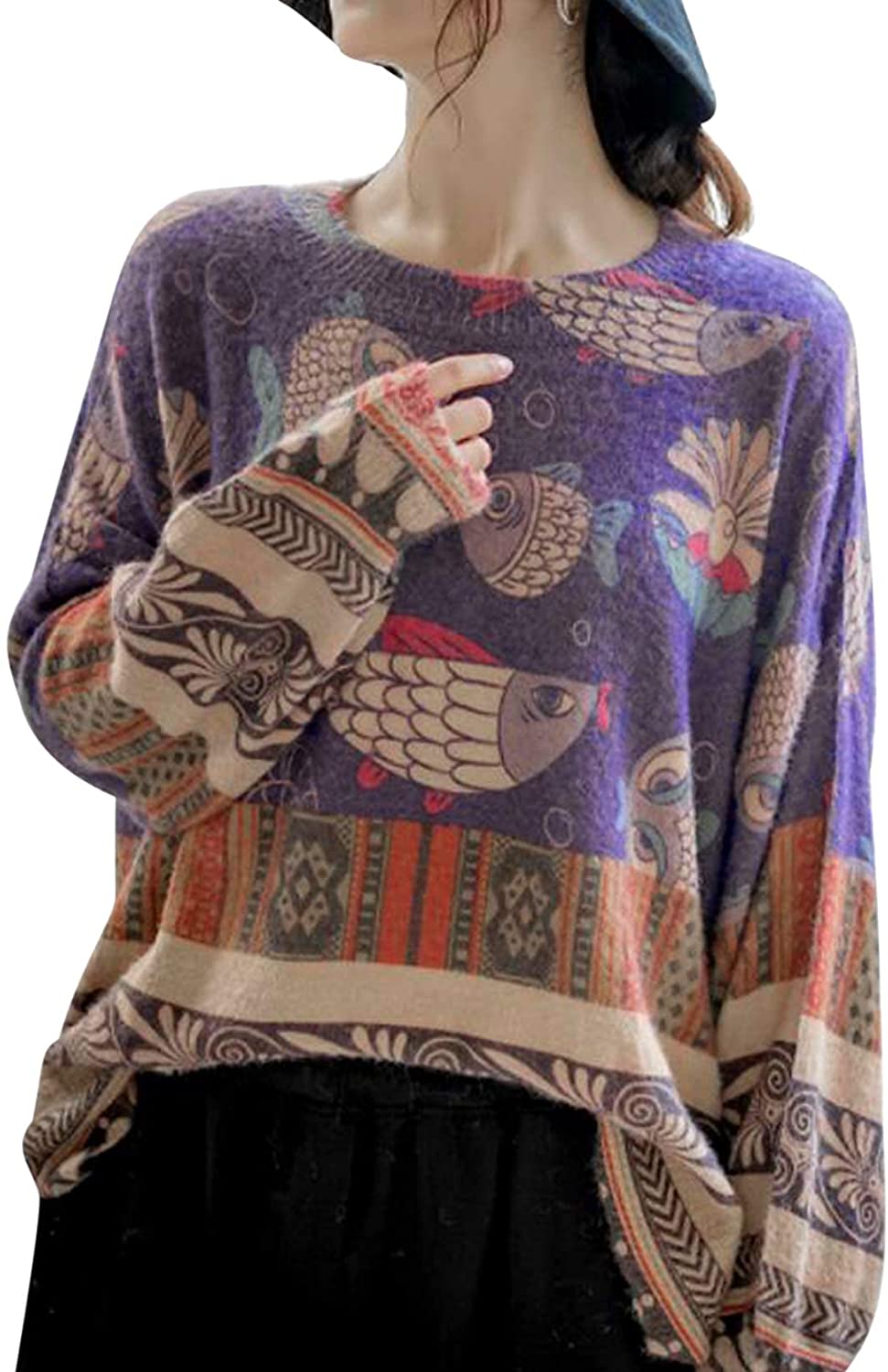 Yesno Women Sweater Graphic Oversized Pullover Sweaters Casual Loose Long Sleeve Ebay