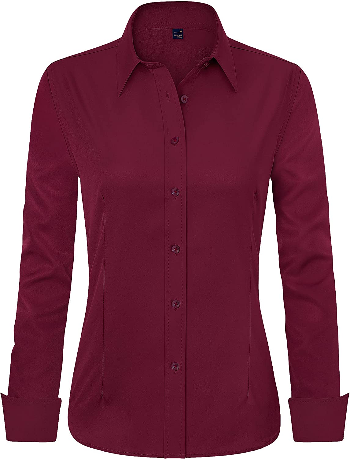 J.VER Womens Dress Shirts Long Sleeve Button Down Shirts Wrinkle-Free Solid  Work Blouse