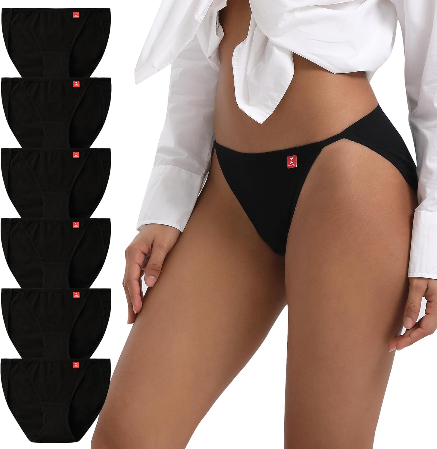 INNERSY Women's High Cut String Bikini Panties Stretchy Sexy Cotton  Underwear 6