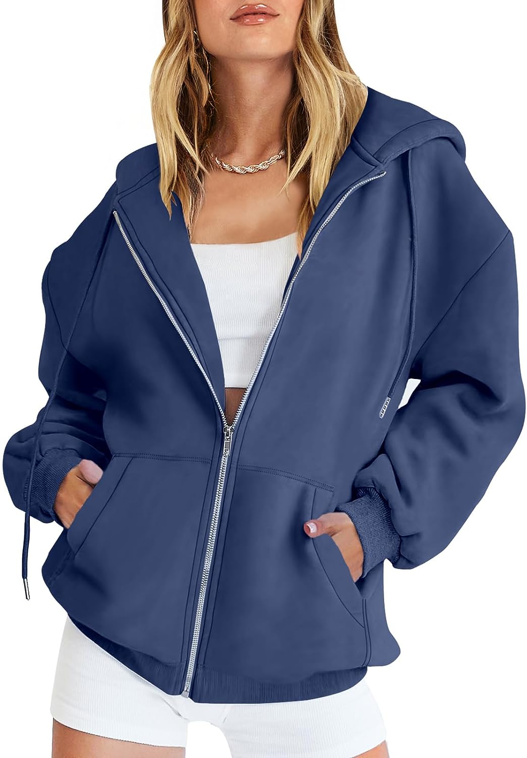 Caracilia Women's Oversized Zip Up Hoodies Sweatshirts Y2K Clothes