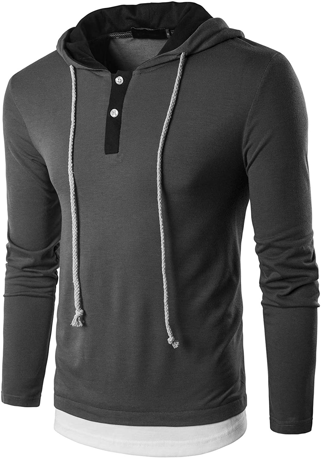 QPNGRP Mens Long Sleeve Hooded T-Shirt Slim Fit Hoodie Shirt | eBay