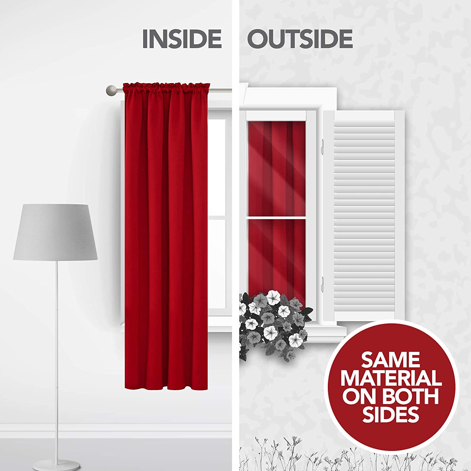 Deconovo Red Blackout Curtains Rod Pocket Curtain Panels Room Darkening Curtains