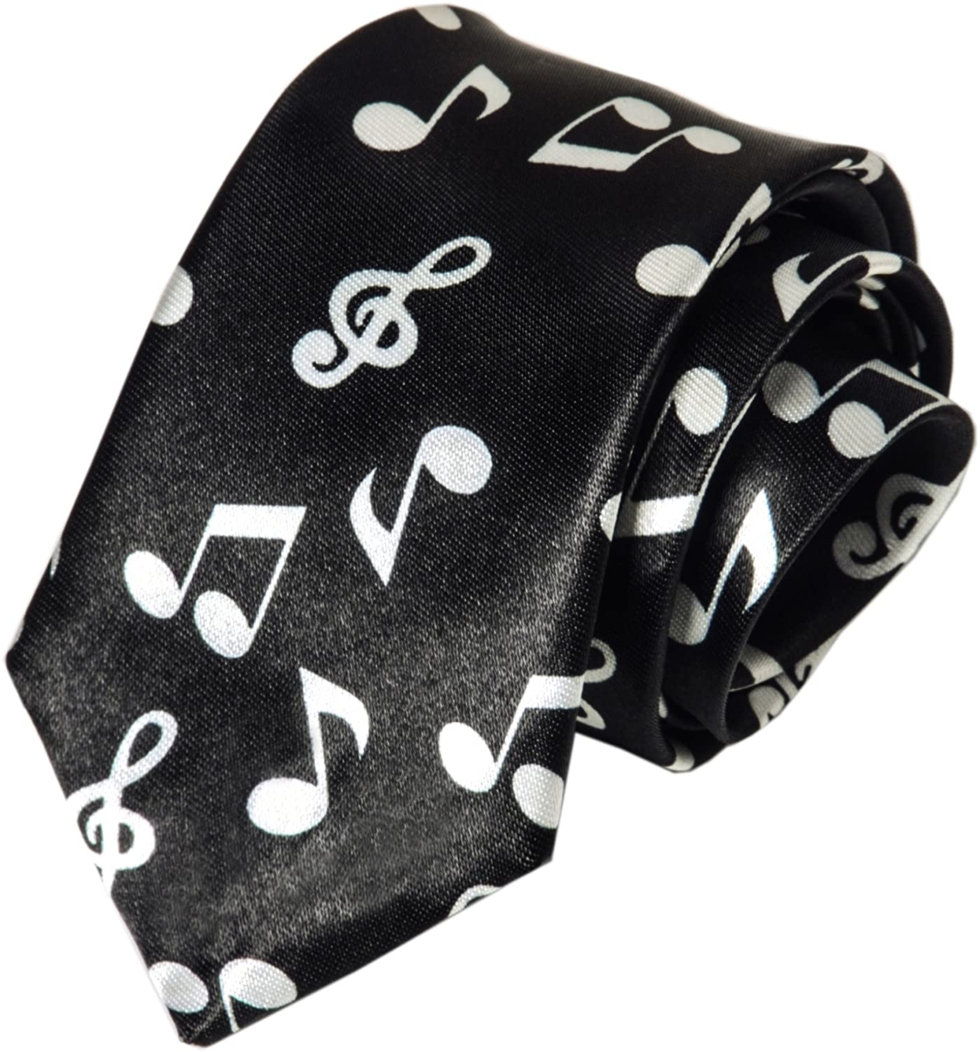 Men Boys Novelty Musical Notes Printed Necktie Super Skinny Fun Theme Thin Ties 