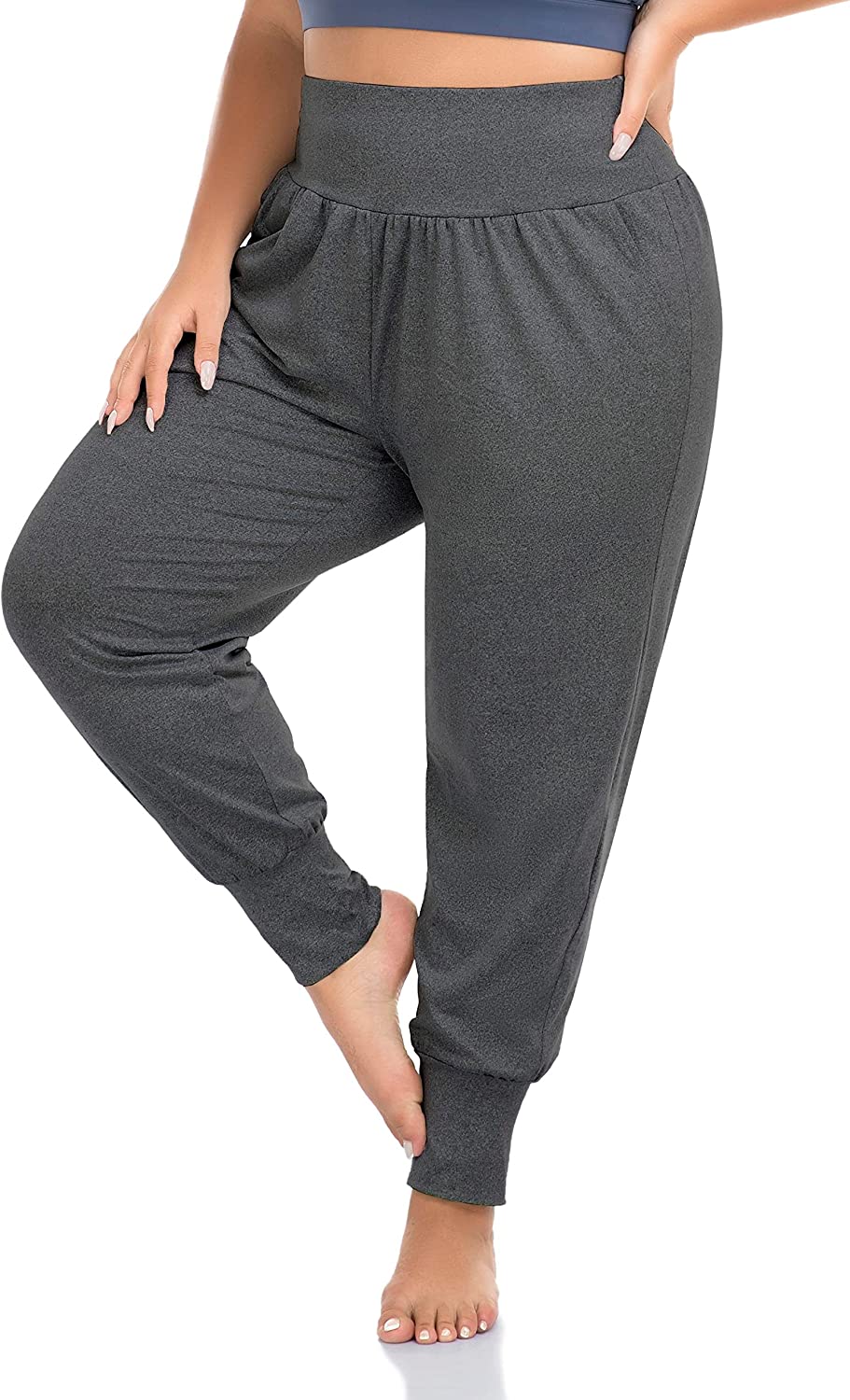 ZERDOCEAN Women's Plus Size Casual Yoga Joggers Comfy Loose Workout Lounge  Pants