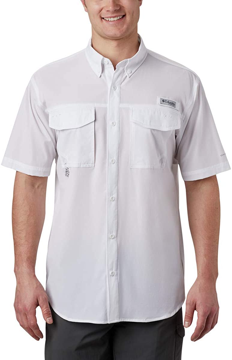 Columbia Men's Permit Woven Short Sleeve, Carbon - Nature tee