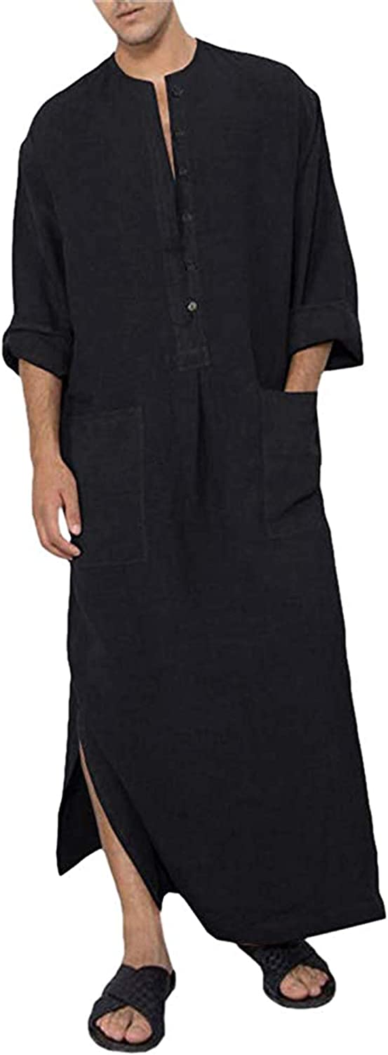 Buy CRFASIBE Men's Islamic Thobe Muslim Clothes Kaftan Robe Dubai Long Gown  Long Sleeve Abaya Caftan Online at desertcartINDIA