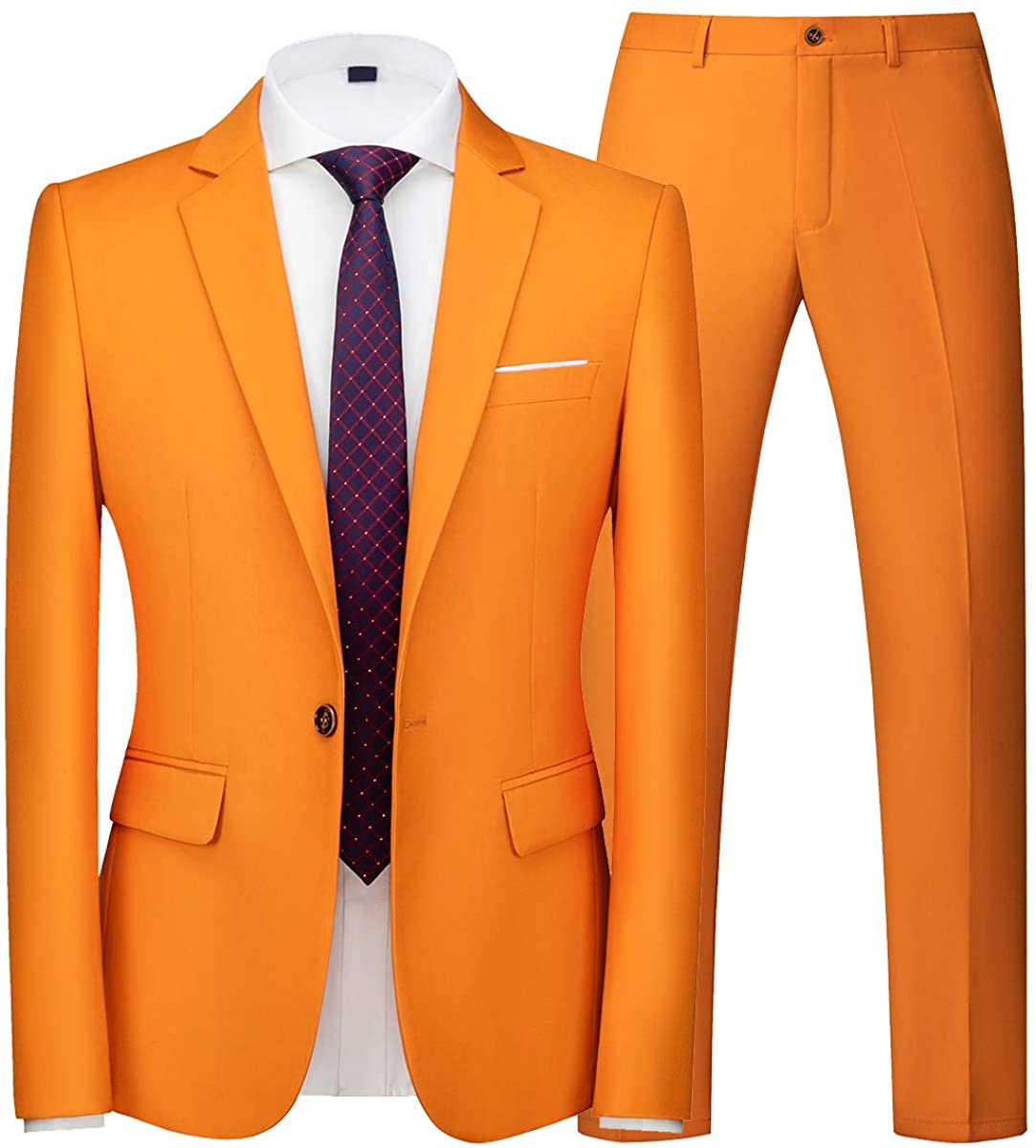 Men's 2 Piece Suit Slim Fit 1 Button Solid Formal Wedding Tux